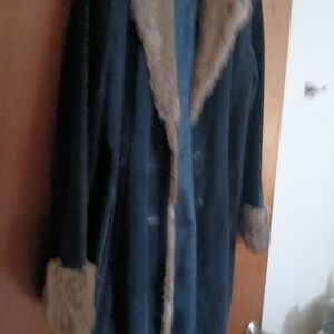 Wilson Navy Teddy Jacket with Brown Trim